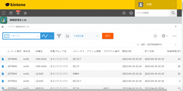 稼働データ管理イメージ図